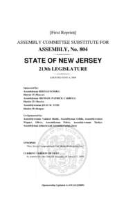 [First Reprint] ASSEMBLY COMMITTEE SUBSTITUTE FOR