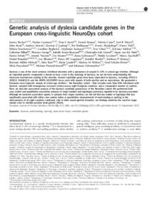 Genetic analysis of dyslexia candidate genes in the European cross-linguistic NeuroDys cohort