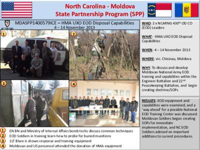 North Carolina - Moldova State Partnership Program (SPP) MDASPP1400579ICE – HMA UXO EOD Disposal Capabilities 60th TRP CMD  1
