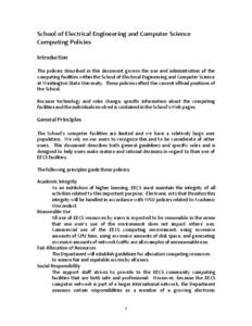 School of Electrical Engineering and Computer Science Computing Policies Introduction