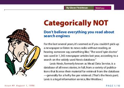 By Glenn Fleishman  WebSpy Categorically NOT Don’t believe everything you read about