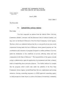 COURT OF COMMON PLEAS FOR THE STATE OF DELAWARE ALEX J. SMALLS CHIEF JUDGE  June 8, 2000