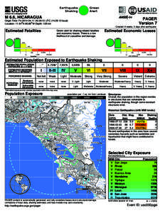 Green Alert Earthquake Shaking M 6.6, NICARAGUA