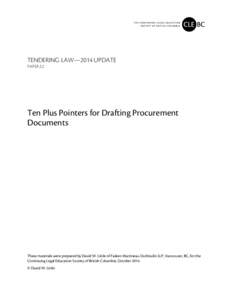 TENDERING LAW—2014 UPDATE PAPER 2.2 Ten Plus Pointers for Drafting Procurement Documents