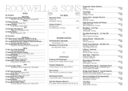 ROCKWELL & SONS By the glass WINE  Sparkling