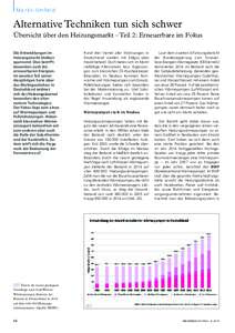 Markt-Umfeld  Alternative Techniken tun sich schwer Übersicht über den Heizungsmarkt – Teil 2: Erneuerbare im Fokus Die Entwicklungen im Heizungsmarkt bleiben