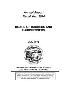 Annual Report Fiscal Year[removed]BOARD OF BARBERS AND