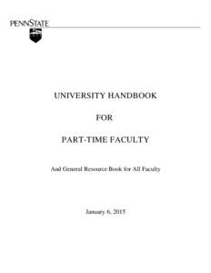 UNIVERSITY HANDBOOK FOR PART-TIME FACULTY And General Resource Book for All Faculty