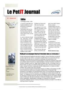 Le PetIT Journal N°7 – Octobre 2013 Edito De Philippe SEUGE - PDG Le mois de septembre est,
