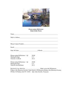 Microsoft Word - Homecoming Reflections Book Order Form.doc