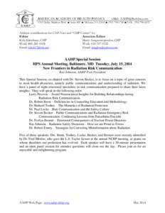 AMERICAN ACADEMY OF HEALTH PHYSICS  eMail: [removed[removed]Dolley Madison Blvd. ■ Suite 402 ■ McLean, VA 22101 ■ ([removed] ■ FAX: ([removed]