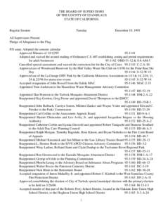 December 19, [removed]Board of Supervisors Minutes
