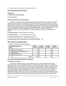 2014 University of Alaska Combined Research and Extension Plan of Work  V(A). Planned Program (Summary) Program # 5 1. Name of the Planned Program Youth Development