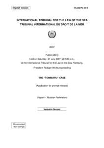 INTERNATIONAL TRIBUNAL FOR THE LAW OF THE SEA