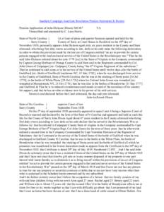 Southern Campaign American Revolution Pension Statements & Rosters Pension Application of John Dickson (Dixon) S41507 Transcribed and annotated by C. Leon Harris. VA