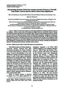 Caribbean Journal of Science, Vol. 48, No. 1, 71-75, 2014 Copyright 2014 College of Arts and Sciences University of Puerto Rico, Mayagüez Documenting Manatee (Trichechus manatus manatus) Presence at Turneffe Atoll, Beli