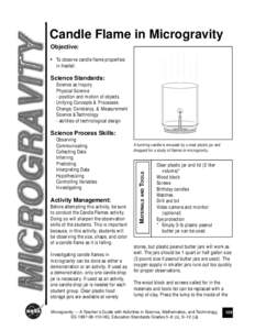 Candle Flame in Microgravity Objective: • To observe candle flame properties in freefall.  Science Standards:
