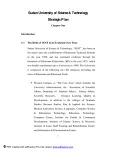 Sudan University of Science & Technology Strategic Plan Chapter One Introduction