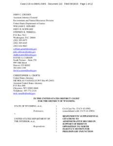 Case 2:15-cvSWS Document 110 FiledPage 1 of 12  JOHN C. CRUDEN Assistant Attorney General Environment and Natural Resources Division United States Department of Justice