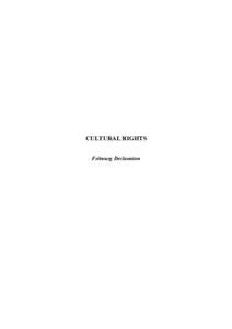 CULTURAL RIGHTS Fribourg Declaration Cultural Rights, Fribourg Declaration, page 2  Issues