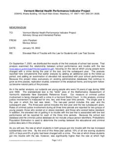 Vermont Mental Health Performance Indicator Project DDMHS, Weeks Building, 103 South Main Street, Waterbury, VT[removed][removed]MEMORANDUM TO: