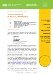 MA MEDIA ARTS AND PRACTICES[removed]School of Arts University of Nova Gorica Two-year Master programme in