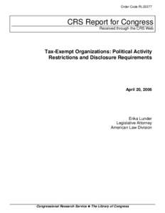 Tax-Exempt Organizations: Political Activity Restrictions and Disclosure Requirements