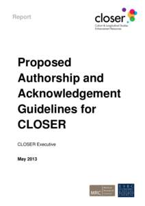 Report  Proposed Authorship and Acknowledgement Guidelines for