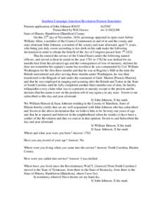 Southern Campaign American Revolution Pension Statements Pension application of John Johnson R5635 fn35NC Transcribed by Will Graves rev’d[removed]State of Illinois, Hambleton [Hamilton] County