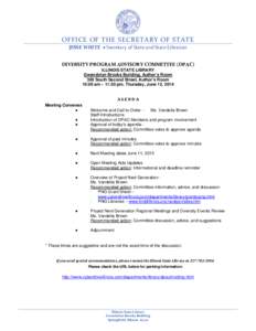 •Diversity Program Advisory Committee Meeting Agenda