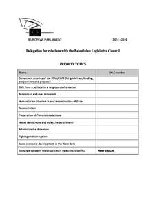 EUROPEAN PARLIAMENT[removed]Delegation for relations with the Palestinian Legislative Council