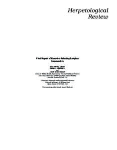 Herpetological Review First Report of Ranavirus Infecting Lungless Salamanders MATTHEW J. GRAY*