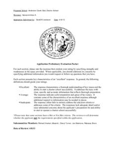 Proposed School: Anderson Creek Club Charter School Reviewer: Subcommittee A Application Submitted by: David N Levinson Date: 4/8/13