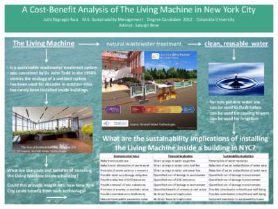 A Cost-Benefit Analysis of The Living Machine in New York City Julia Ragragio Ruiz M.S. Sustainability Management Degree Candidate 2012 Columbia University Advisor: Satyajit Bose The Living Machine