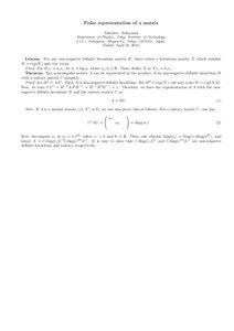 Polar representation of a matrix Takehito Yokoyama Department of Physics, Tokyo Institute of Technology,