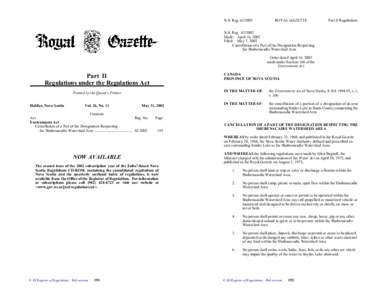 N.S. Reg[removed]ROYAL GAZETTE Part II Regulations
