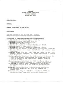 AGENDA ROANE COUNTY COMMISSION REGULAR MEETING AUGUST 13, 2012  CALL TO ORDER