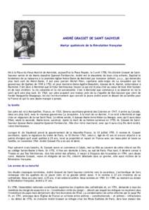 ANDRÉ GRASSET DE SAINT-SAUVEUR  Martyr québécois de la Révolution française André Grasset