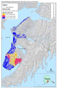 Hillshade from Kenai Peninsula Borough GIS division. Wetland mapping polygons from Kenai Watershed Forum. Wetland functional assessment by Homer Soil & Water Conservation District (HSWCD), 2014. Map prepared by Karyn Noy