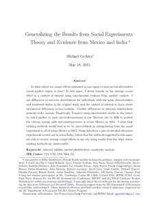 Generalizing the Results from Social Experiments: Theory and Evidence from Mexico and India ∗ Michael Gechter† May 18, 2015  Abstract