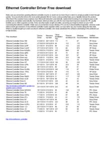 Ethernet Controller Driver Free download Make sure you remember updating ethernet controller may be no doubt not too hard. Bear in mind it is simply possible to look through update. Your security that shows the most usef