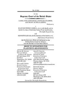 No[removed]IN THE Supreme Court of the United States CAROL EVE GOOD BEAR, CHARLES COLOMBE, AND MARY AURELIA JOHNS,