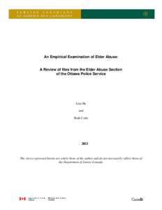 An Empirical Examination of Elder Abuse: A Review of files from the Elder Abuse Section of the Ottawa Police Service