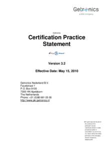 Getronics  Certification Practice Statement  Version 3.2