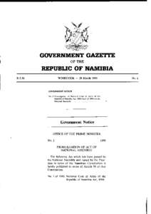 GOVERNMENT GAZETTE OF THE REPUBLIC OF NAMIBIA WINDHOEK - 28 March 1990