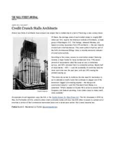 Credit Crunch Stalls Architects - In Charge - WSJ