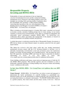 Responsible Property Investing and BOMA BESt