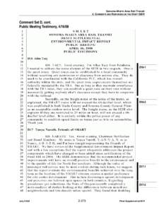 Sonoma-Marin Area Rail Transit 2. COMMENTS AND RESPONSES ON THE DRAFT SEIR Comment Set D, cont. Public Meeting Testimony, 