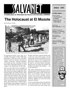 S ALVANET  A Publication of Christians for Peace in El Salvador, CRISPAZ The Holocaust at El Mozote By Guillermo Cuéllar