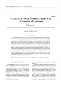 Polish J. of Environ. Stud. Vol. 15, No[removed]), [removed]Toxicity of 2,4-Dichlorophenoxyacetic Acid – Molecular Mechanisms  Review